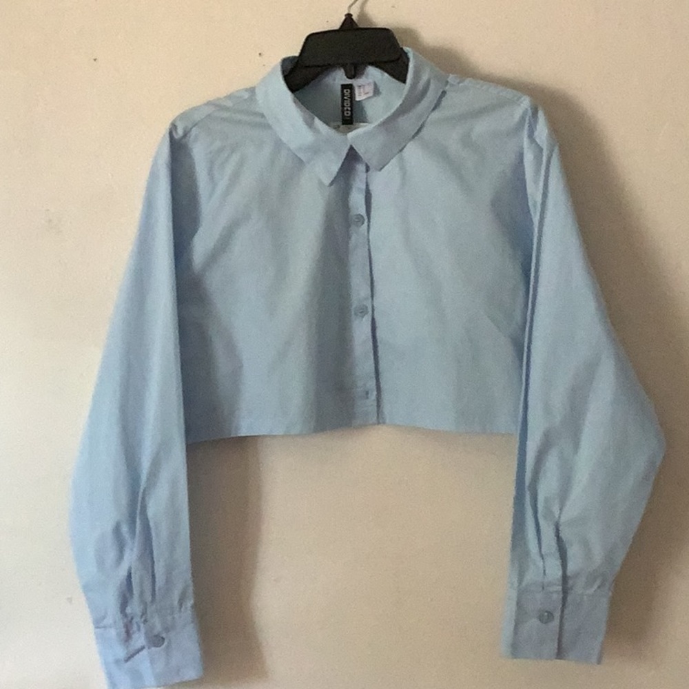 Chic Light Blue Cropped Shirt